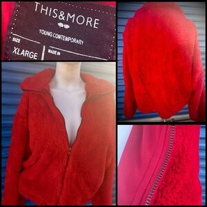 Women's Vibrant Red Teddy Jacket